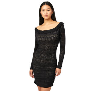 Women's BCBGMAXAZRIA Black Nude Lace Off-Shoulder Mini Dress S